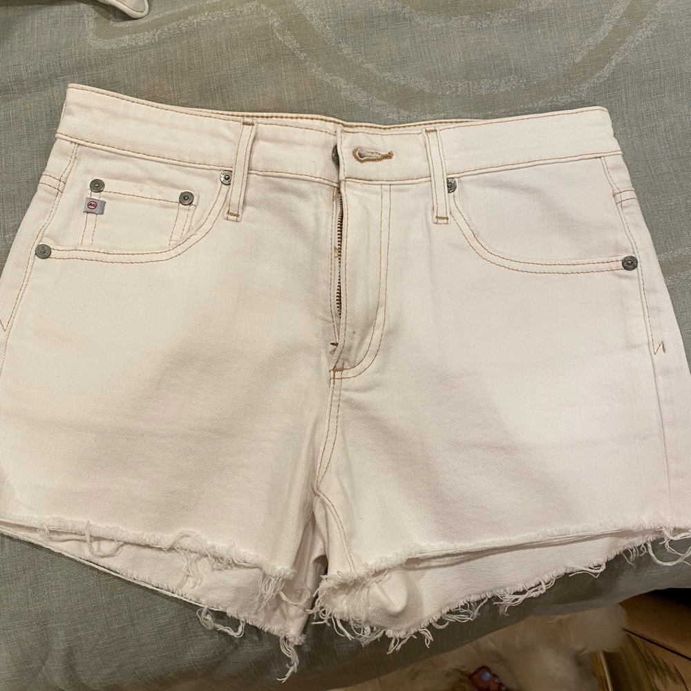 AG Adriano Goldschmied Women's White High Waist Denim Jean Shorts 26 new!